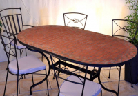 Table jardin mosaïque en fer forgé Table jardin mosaique ovale 180cm Terre cuite et losanges Argile cuite