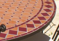 Table jardin mosaïque en fer forgé Table jardin mosaique ronde 150cm Terre cuite losange Rouge
