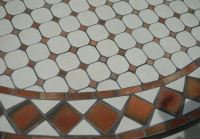Table jardin mosaïque en fer forgé Table jardin mosaique rectangle 200cm Céramique Blanche et ses losanges  en Argile cuite