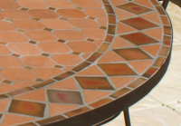 Table jardin mosaïque en fer forgé Table Jardin Mosaïque ronde 150 Terre Cuite et ses Losanges en Argile Cuite