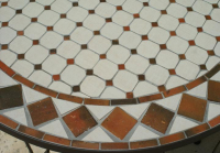 Table jardin mosaïque en fer forgé Table jardin mosaique ronde 80cm Céramique blanche losange en Argile