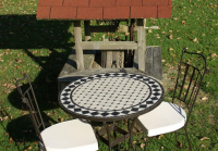 Table jardin mosaïque en fer forgé Table jardin mosaique ronde 80cm Céramique blanche losange Ardoise
