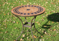 Table jardin mosaïque en fer forgé Table jardin mosaique ronde 80cm en Terre cuite et losange 1 étoile en Céramique Bleue