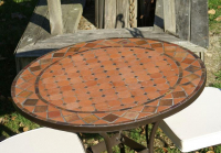 Table jardin mosaïque en fer forgé Table jardin mosaique ronde 80cm en Terre cuite et losange en Argile