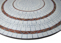 Table jardin mosaïque en fer forgé Table jardin mosaique ronde 150cm Blanc 3 cercles  Argile cuite AVEC SON PLATEAU TOURNANT