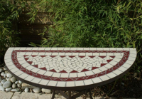 Table jardin mosaïque en fer forgé Table jardin mosaique ovale 300cm (table rectangle plus consoles) Céramique Blanche 3 lignes en Céramique Rouge