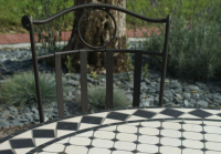 Table jardin mosaïque en fer forgé Table jardin mosaique ronde 110cm Céramique blanche losange Ardoise