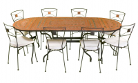 Table jardin mosaïque en fer forgé Table jardin mosaique rectangle 140cm en Terre cuite 3 lignes en Argile cuite