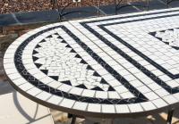 Table jardin mosaïque en fer forgé Table jardin mosaique rectangle 140cm en céramique Blanche et ses 3 lignes Ardoise