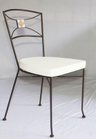 Chaise en fer forgé plein et mosaïque en Céramique blanc et losange Argile cuite