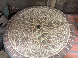 Table jardin mosaïque en fer forgé Table jardin mosaique ronde 120cm en Terre cuite et Argile cuite