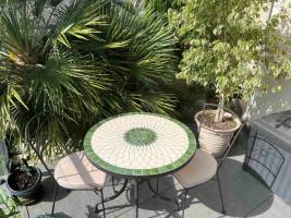 Table jardin mosaïque en fer forgé Table jardin mosaique ronde 80cm Céramique blanche soleil céramique Vert