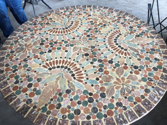 Table jardin mosaïque en fer forgé Table jardin mosaique ronde 90cm en Terre cuite et Argile cuite